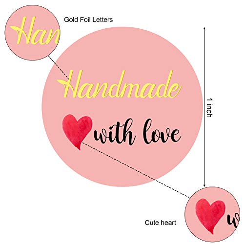 1000 Pieces Handmade With Love Stickers 1 Inch Foil Homemade Baking With Love Sticker For Baking Store, Wedding, Party And Small Business Present Stickers #TOP3