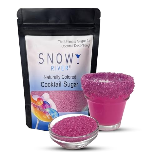 Snowy River Pink, Cocktail & Margarita Sugar Rimmer - Vibrant Color Glass Rimming Sugar with Medium Crystal Texture - 4oz