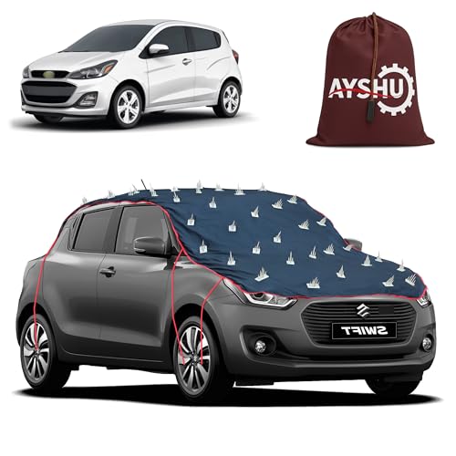 Image of AYSHU Water-Resistant Spike Car Cover for Chevrolet Spark - Protects from Dogs, Monkeys, Dust, Sunlight & UV - Full Roof Universal Fit