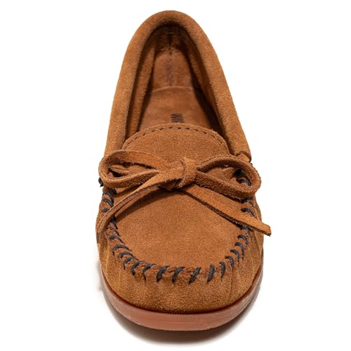 Minnetonka Women’s Tie Slip On —Moccasins for Women, Classic Leather Loafer Silhouette, Cushioned Footbed2