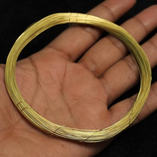Image of Beadsnfashion 18 Meter Brass Craft Wire DIY Gold Color Wire for Jewellery Making, Beading, Flower Making, Hobby Crafts and School Project (Gold, 22 Gauge (0.64 mm))