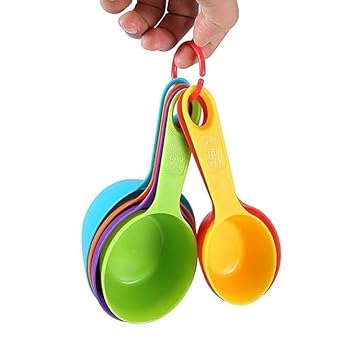 12Pcs Measuring Cups, Colorful Measuring Cups and Spoons Set, Stackable Measuring Spoons, Nesting Plastic Measuring Cup, Kitchen Measuring Set for Baking & Cooking (12 Peices, Black)