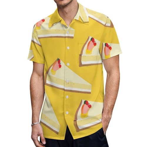 Sweat Cheesecake Lover Men's Hawaiian Shirt Casual Button Down Tees Top Summer Short-Sleeve Blouses M