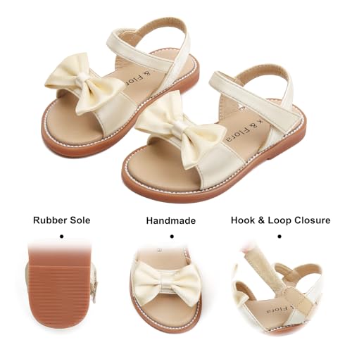 Image of Felix & Flora Toddler Girl Sandals - Little Girl Easter Dress Shoes Lightweight Open Toe Beach Holiday Flats