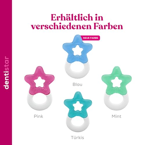 dentistar Kühlbeißring 2er-Set – Beißring Baby ab 3 Monate – Kühlende Zahnungshilfe und Beißspielzeug für Babys und Kleinkinder - BPA frei - Türkis