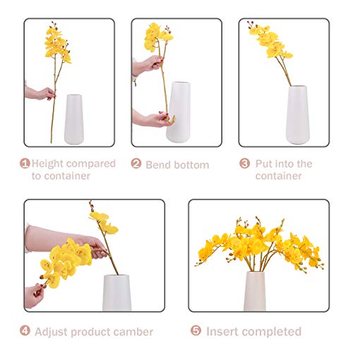 Bomarolan Artificial Flowers Faux Butterfly Orchid 4 Pcs Real Touch Double Branch Silk Flowers For Wedding Home Office Party Hotel Yard Decoration Restaurant Patio Festive Furnishing (White) #TOP6