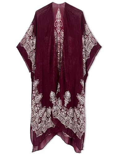 Image of Spicy Sandia Kimonos for Women Floral Beach Cover Up Loose Swimsuit Bathing Suit Coverup Cardigan for Summer Swimwear