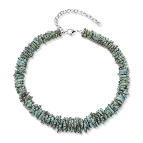 Collier de grosses perles pour femme turquoise et bijou d'été bohème ajustable 38cm