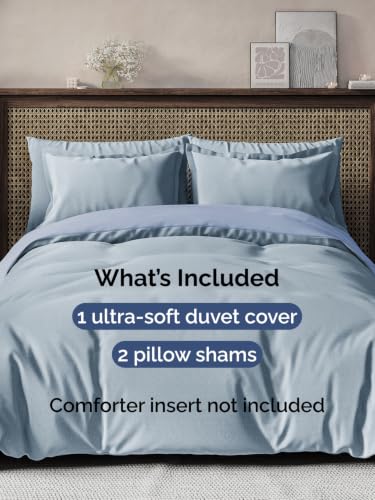 Image of Duvet Cover Full Size - 3 Piece with Zipper Closure - Heathered Blue