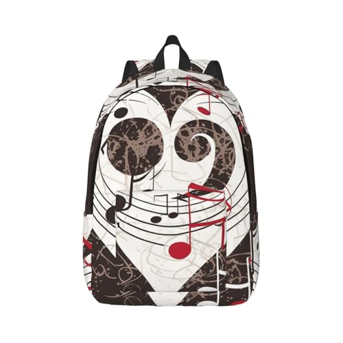 Sac à dos en toile pour ordinateur portable avec symboles musicaux