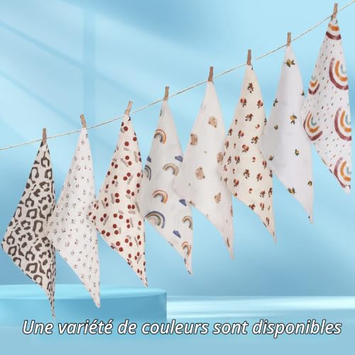 WD&CD 8PCS Bavoirs Bebe Triangle avec 2 Bouton Réglable, Doux & Absorbant pour unisexes – vue 6