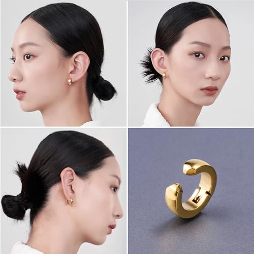 SIISPRI Stainless Steel Mens Womens Clip On Earrings Hoop Huggie Non-Piercing2