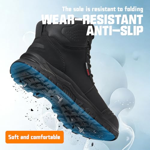 Image of Work Boots for Men,Lightweight Breathable High Top Steel Toe Boots,Unbreakable Steel Toe Shoes,Non Slip Safety Work Shoes.