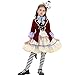 NSPSTT Kids Mad Hatter Costume for Girl Halloween Dress Child Costume Hat Dress Stockings 7PCS, Wine Red, X-Large