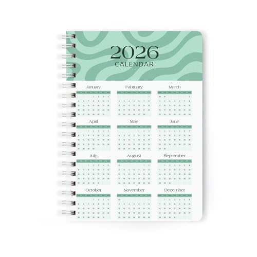 Image of PAPBOO A5 Handy, Hardcover, Hardbound 2026 Diary with Calendar, Easy to Carry White Spiral Wiro Notebook: 80 GSM Paper, Ruled, 188 Pages, Journal, Diary, Gift (Dark Green)