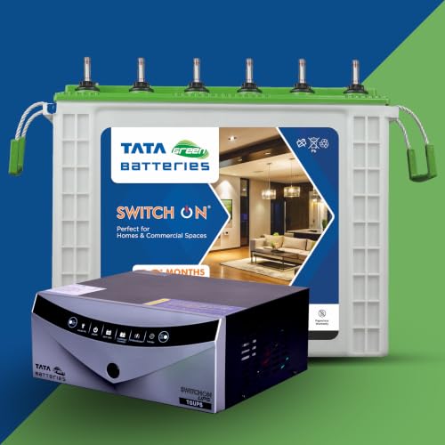 Image of Tata Green Inverter & Battery Combo (Switch ON Pure Sine Wave 1000VA /12V Inverter INTT200072 160AH Tall Tubular Inverter Battery) for Home and Office