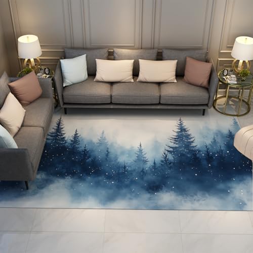 Tapis antidérapant grand format paysage aquarelle lavable machine