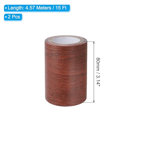 Image of PATIKIL Wood Grain Repair Tape 3 inch x15ft,2 Pcs Self Adhesive Realistic Textured Repair Tape Patch for Floor Door Table Cabinets Desk,Light Wine Mahogany