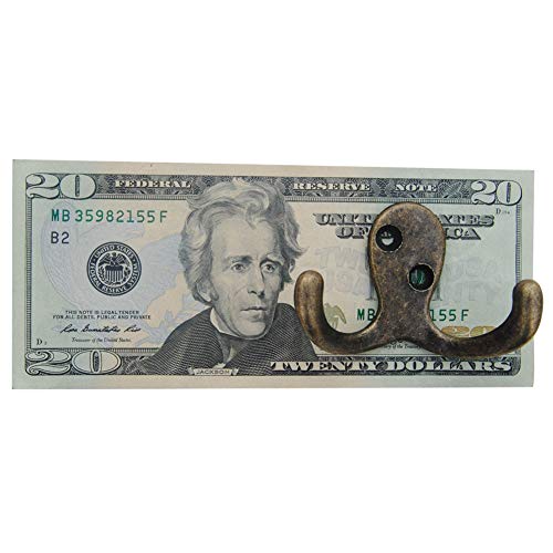 Coat Hooks Double Prong Wall Hanger Mounted With 25 Screws 35 Lb Utility Hooks Heavy Duty Towel Hooks Retro Double Hooks For Coat, Scarf, Bag, Towel, Key, Cap, Cup #TOP2