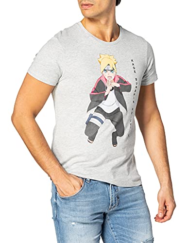 Boruto Camiseta Hombre, Gris, L
