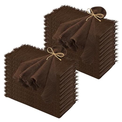 24Pack Brown Cloth Napkins 17x17Inch Brown Napkins Cloth with Fringe Soft Cotton Cloth Napkins Washable Rustic Dinner Napkins Cloth for Wedding Party Dinner Table