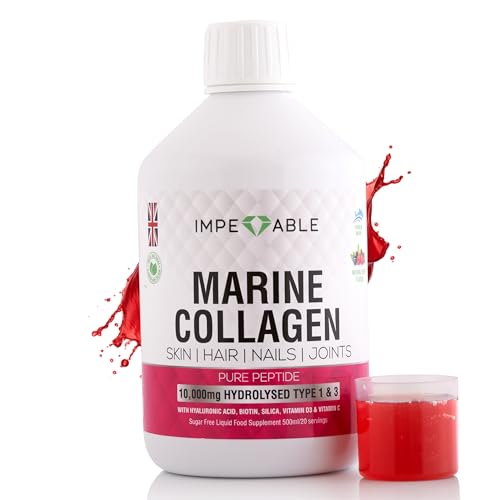 IMPECCABLE Collagen 10.000mg hydrolyzed Sugar Free Liquid Marine Collagen | Supplements for...