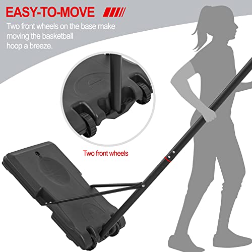 Yaheetech Portable Basketball Hoop Stand 7.7-8.7ft Height Adjustable Basketball Goal System with 32'' PE Backbaord & 2 Wheels Yaheetech Portable Basketball Hoop Stand 7.7-8.7ft Height Adjustable Basketball Goal System with 32'' PE Backbaord & 2 Wheels