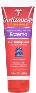 Cortizone-10 Maximum Strength Intensive Healing Itch Relief Lotion for Eczema, 1% Hydrocortisone, Fast-Acting, Anti-Itch Cream for Minor Skin Irritations, Rashes and Inflammation Due to Eczema, 3.5 oz