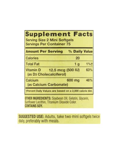 Spring Valley Calcium Plus Vitamin D3, 150 Mini Softgels + Sts Sticker. #TOP1