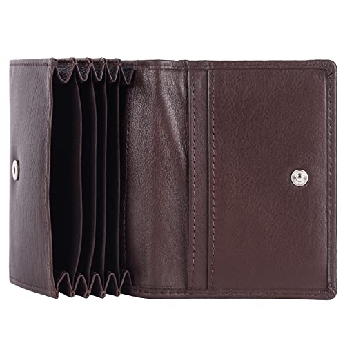 Image of Brooklyn Bridge Genuine Leather Card Holder Wallet for Men Nappa Brown - Slim RFID Protected Wallet, Stylish Leather Credit & Debit Card Holder for Travel