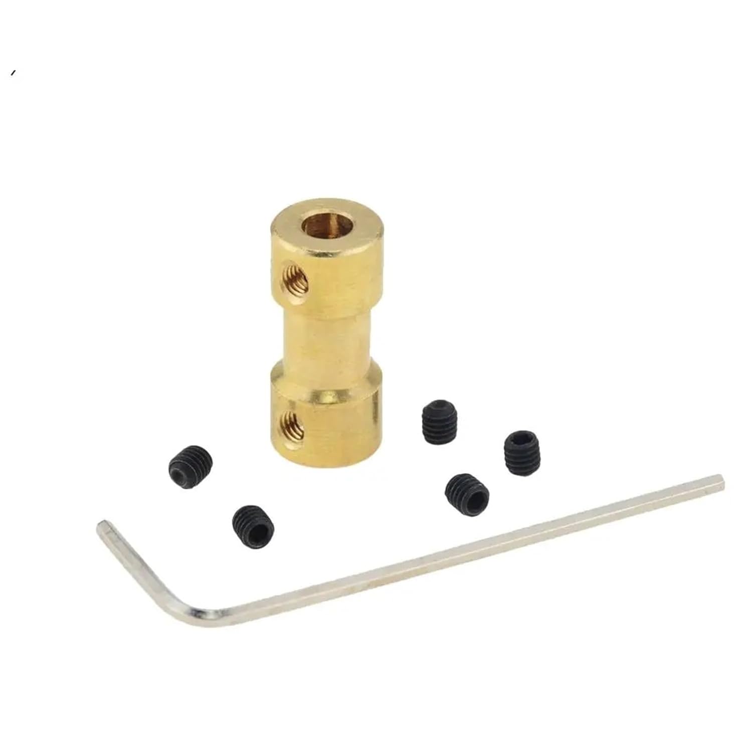 2mm/2.3mm/3mm/3.17mm/4mm/5mm/6mm Brass Rigid Motor Shaft Coupling Coupler Motor Transmission Connector with Screws Wrench 1Pcs(4x4mm)