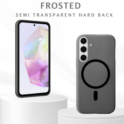 Image of SHINESTAR Back Cover for Samsung Galaxy A35 5G | Frosted Semi-Transparent Slim Case - Black | Only Compatible with Wireless Magnetic Accessories | Hard Back, Matte Finish