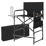 GDGYOFN Aluminum Tall Directors Chairs Foldable, 41'' Makeup Chair for Makeup Artist with Side Table Cup Holder Storage Bag and Footrest, Weighs Only 8.8lb, 250lbs Capacity