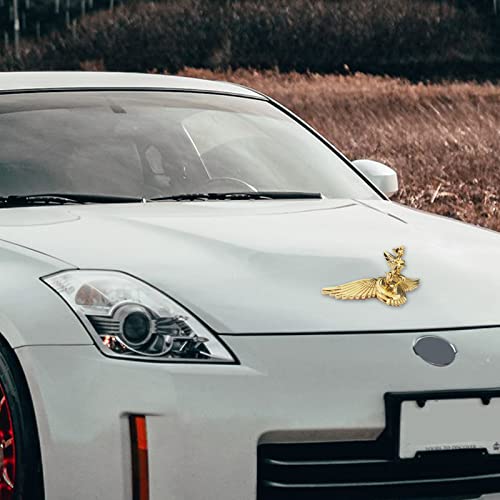 Image of Goddess Hood Ornaments for Cars Angel Flying Wings Logo Car Front Bonnet Stand Cars Metal Stickers Decals 3D Emblem Badge Auto Sticker Symbol Hood Ornament for Trucks Vehicle (Golden)