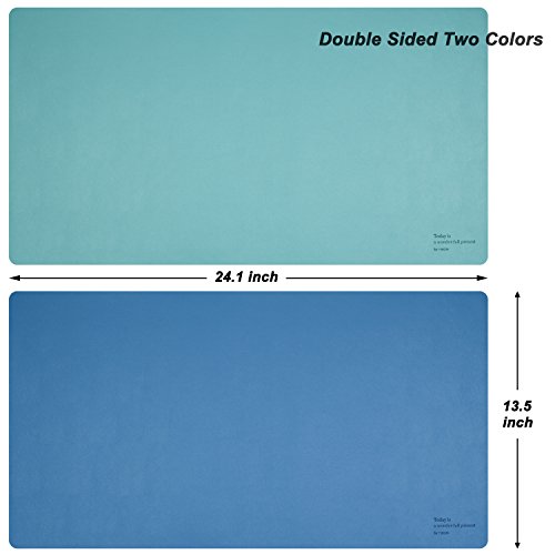 Centerz 24.1 X 13.5" Double Side Colored Large Mouse Pad, Xxl Gaming Keyboard Mousepad, Extended Waterproof Microfiber Leather Computer Desk Blotter Mat For Laptop Desktop Pc Office Home (Cyan + Blue) #TOP6