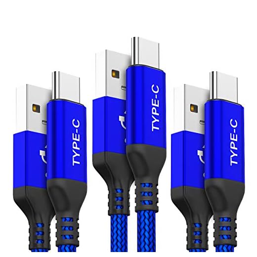 [3-pack] AkoaDa USB typ C-kabel, (3,0 m+2,0 m + 1 m) USB till USB C-kabel nylonflätad snabbladdningskabel för Samsung Galaxy S8 S9 Plus Note 8, Google Pixel XL, LG G5 G6 V20, Moto Z Z2 (blå)