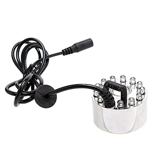 Mist Maker Fogger With Led Lights, Halloween Christmas Ultrasonic Mist Fogger Fountain Small Water Pond Fog Atomizer Humidifier for Pond Rockery Fish tank Vase Birdbath and Holidays Decoration