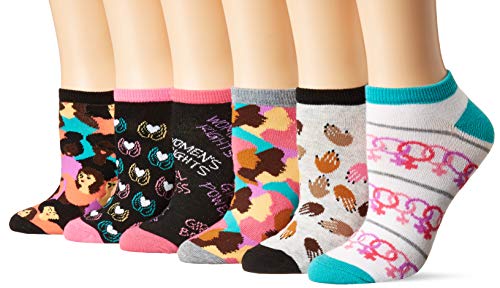 K. Bell 6 Pack Novelty No Show Low Cut Socks, Colorful Women (black Assorted), Shoe Size: 4-10