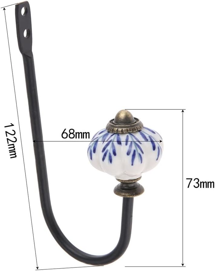 Porcelain Hook Wall/Door Hanger with Screws White and Ceramic Trim