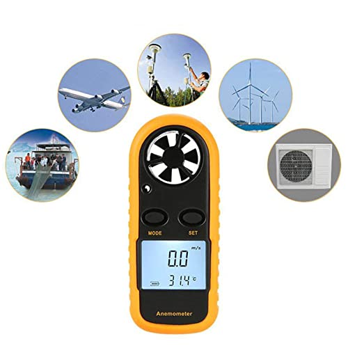 Anemómetro de Velocidad del Viento, LCD Display Anemómetro de Mano Digital con 5 Unidades Manual de Selección Interruptor Automático para Detección Al Aire Libre