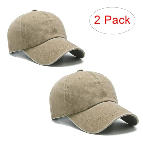 Image of PFFY 2 Packs Vintage Washed Distressed Baseball Cap Golf Dad Hat for Men Women