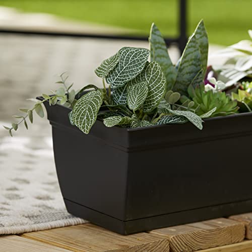The Hc Companies 24 Inch Eclipse Window Planter - Indoor Outdoor Rectangular Plant Pot With Removable Saucer For Flowers, Herbs, Black #TOP7