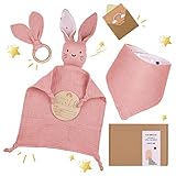 👶Perfect Baby Geschenkset - This is a personalized and meaningful baby geschenk mädchen & junge , babygeschenke with Muslin Comforter + Teether + Bib
