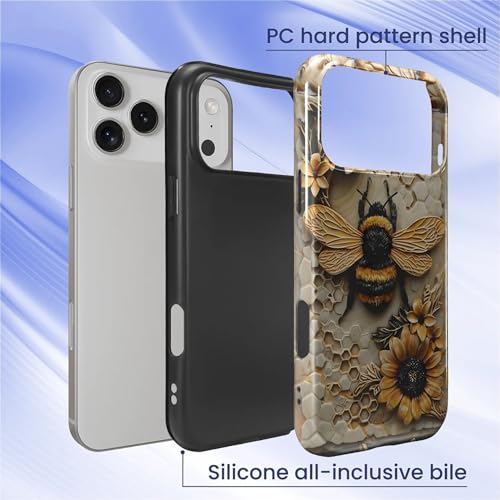 Compatible with iPhone 18 Pro Max iPhone 17 Pro Max Case - Dual-Layer Protection, Hard Shell with Silicone Interior,Scratch Resistant Shockproof - Bumblebee Sunflower Honeycomb by Generic - Used condition - Image 2