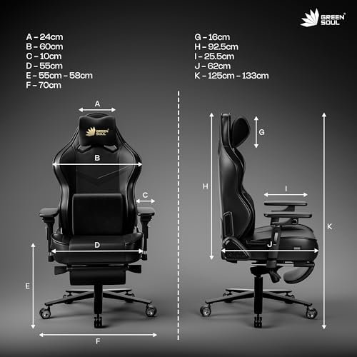 Image of Green Soul Monster Pro | Gaming & Office Chair | Ventilated Seats, Massager & ErgoCurve Legrest | Memory Foam Magnetic Neck & Lumbar Pillow | 5D Adjustable Armrests | Silent Wheels (Full Black)