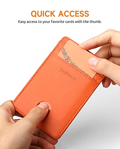 Buffway Mens Slim Wallet, Minimalist Thin Front Pocket Leather Credit Card Holder with RFID Blocking for Work Travel | Minimalist, Thin, Front Pocket, Credit Card Holder, RFID Blocking, for Work Travel