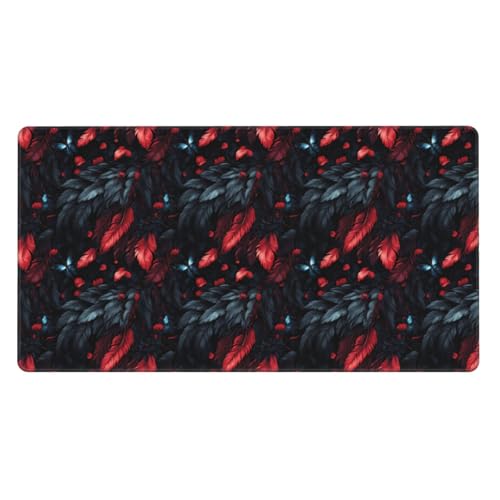 Grand tapis de souris de jeu noir et rouge avec base en caoutchouc et bords cousus pour bureau