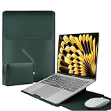 LuFiYa 【3in1】ノートパソコン用スリーブ pcスタンドとマウスパッド付き MacBook Air Pro iPad Apple/Surface Lenovo HP 12/13/13.3/14/15.6/16インチ Laptop 対応 薄型 PU革パソコンスリーブ ノートPCインナーバッグ 耐衝撃 キズ 防止 撥水加工 全面保護 電源収納ポーチ付き(15-16インチ | グリーン)