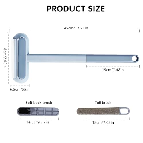 Qpets® Cat Brush Dog Comb,3 In 1 Pet Hair Remover Brush with 2 Intergrated Cleaning Brushes,Reusable Long Handle Pet Dust Cleaning Roller for Sofa Carpet Couch