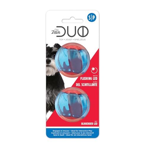 Zeus Duo-Bälle mit LED, interaktives Hundespielzeug, klein